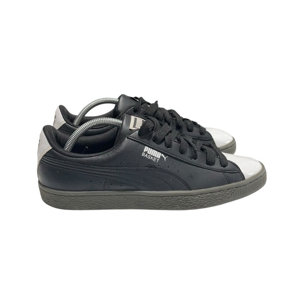 Puma Basket Toe Sneaker shoe lace up Black/white US size 10 - Picture 4 of 13